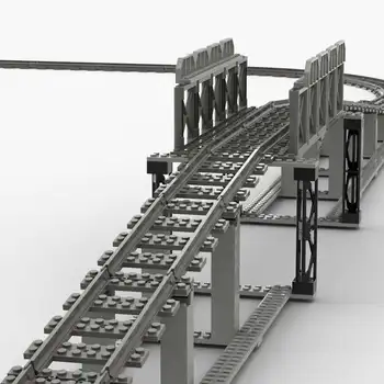MOC модел на железния път, изграждане на тухли, блокове, на сцената, една нова градска железопътен, технически детайли, елементи за 